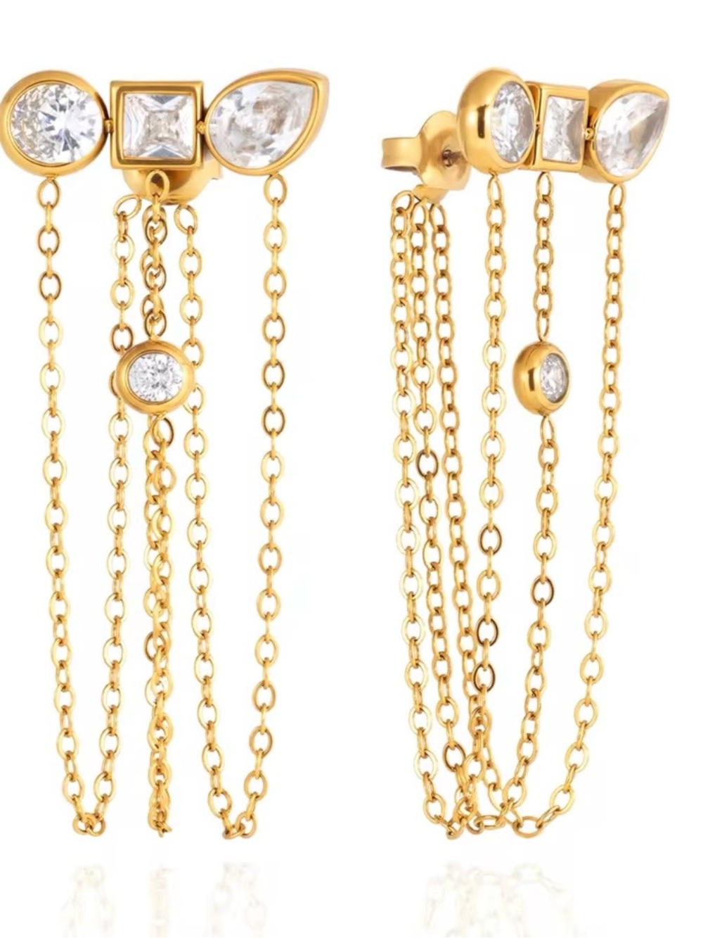 14k Drop Chain Earrings
